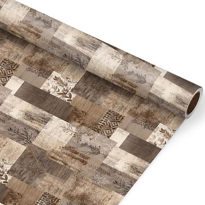 WALL-KNACK 17" X 393" Texture Boho Ivory Brown Leaf Wrapping Paper Gift Wrap Roll for Wedding, Mother's Day, Holiday, Baby Shower, Women Girls Gifts, Birthdays, Bridal Shower and Engagement