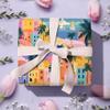 WALL-KNACK 17" X 393" Vibrant Tropical Blue Yellow Palm House Wrapping Paper Gift Wrap Roll for Wedding, Mother's Day, Holiday, Baby Shower, Women Girls Gifts, Birthdays, Bridal Shower and Engagement view 4