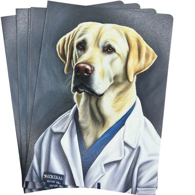 10 Pack of Medical Caregiver Thank You Cards, Blank Cards and 5x7 Inch - Thank You Card for Doctor or Nurse Card with Kraft Envelopes - Made in USA - Featuring Yellow Lab Design - 981