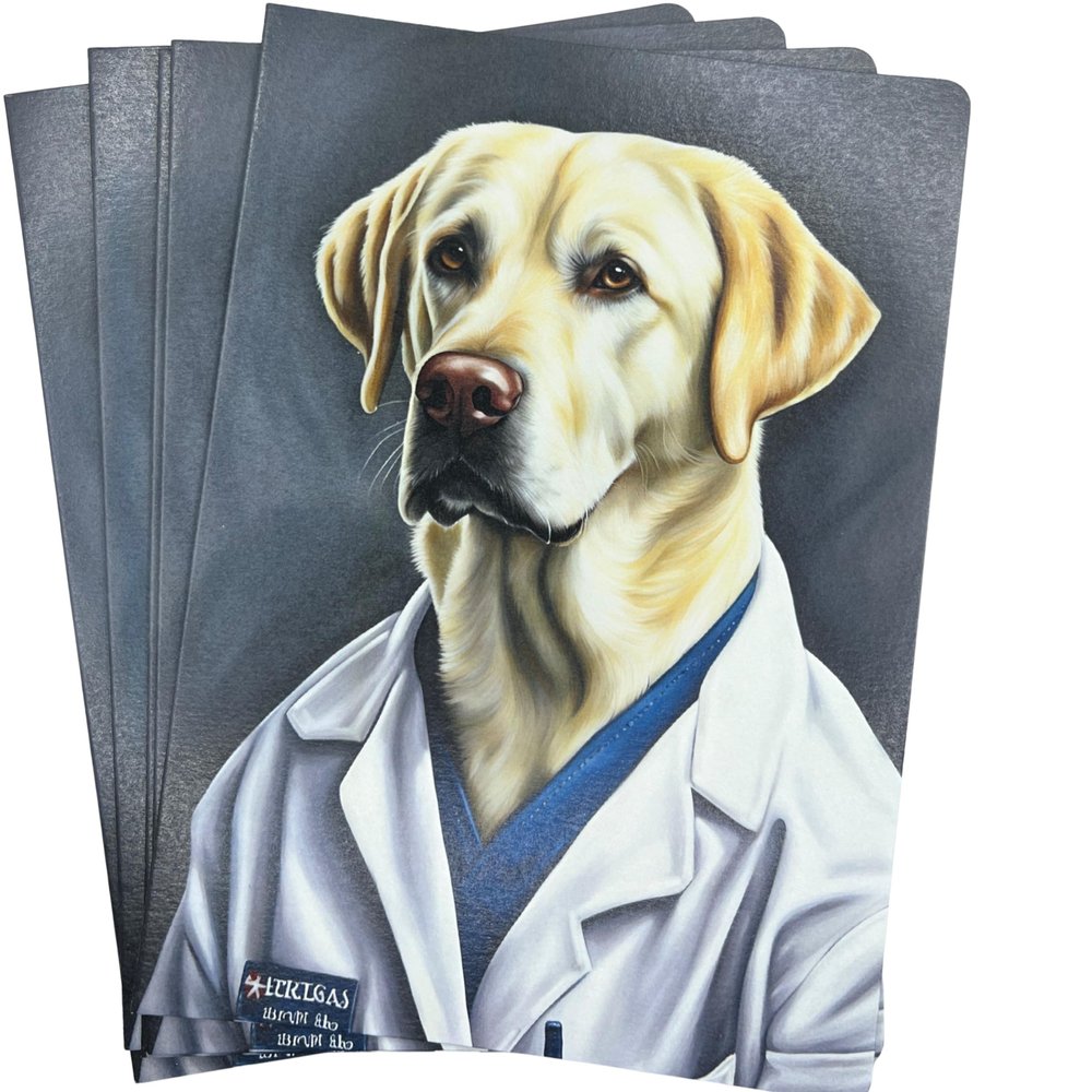 10 Pack of Medical Caregiver Thank You Cards, Blank Cards and 5x7 Inch - Thank You Card for Doctor or Nurse Card with Kraft Envelopes - Made in USA - Featuring Yellow Lab Design - 981