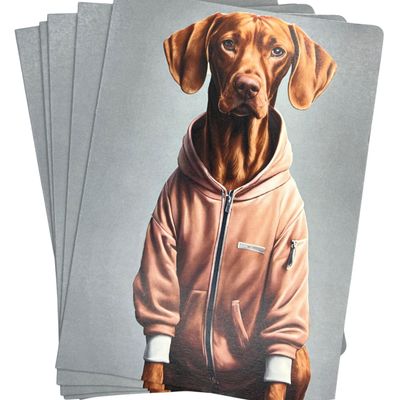 10 Pack of Blank Cards with Vizsla Dog - 5x7 Inch Greeting Cards Set for Birthday and Thank You Notes, Funny Vizsla Card Collection with Kraft Envelopes, Made in USA - 815