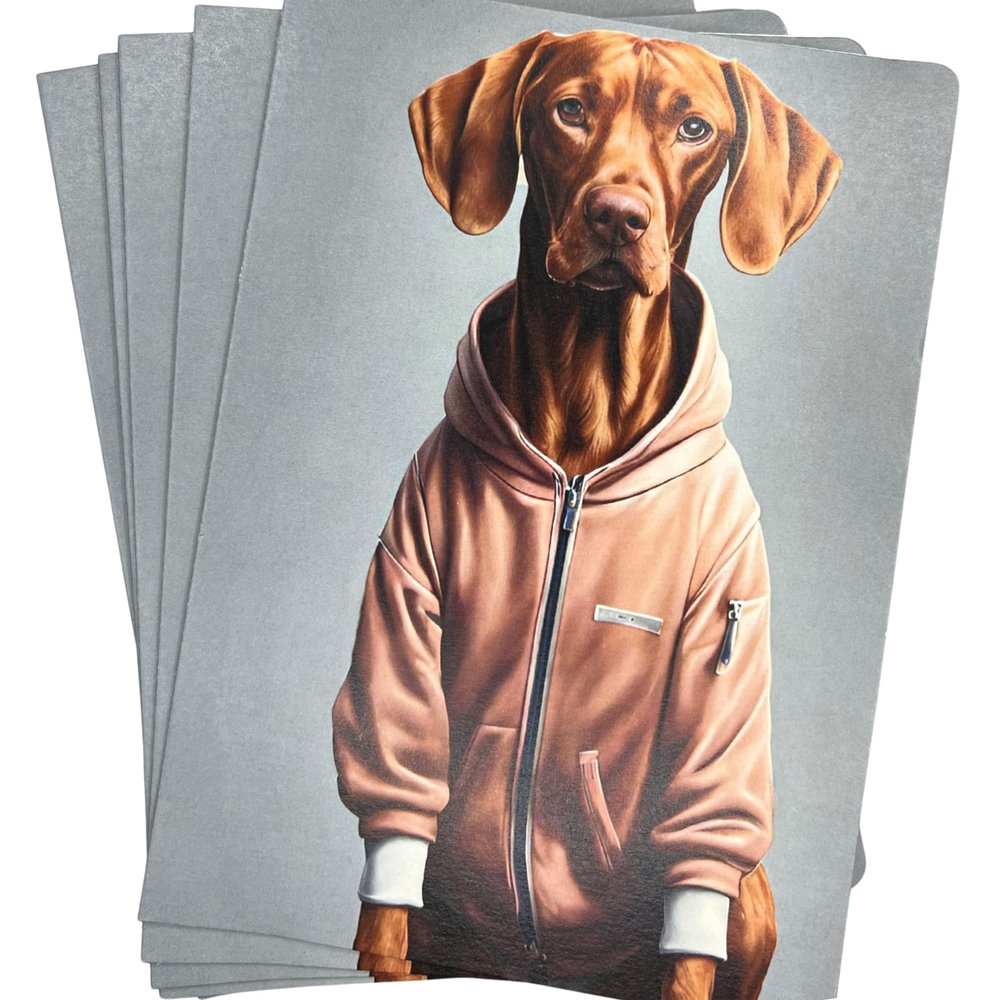 10 Pack of Blank Cards with Vizsla Dog - 5x7 Inch Greeting Cards Set for Birthday and Thank You Notes, Funny Vizsla Card Collection with Kraft Envelopes, Made in USA - 815