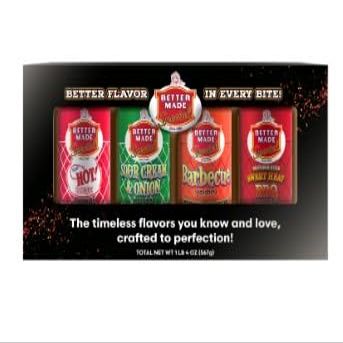 Better Made Seasoning Shaker Gift Set - BBQ, Red Hot, Sour Cream & Onion, Sweet Heat BBQ - (1) Gift Set Includes (4) 5 oz. Seasoning Shakers (1 of each flavor)