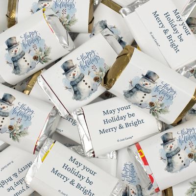 136ct Happy Holidays Snowman Assorted Wrapped Chocolate Miniatures For Holiday Party Favors, Stocking Stuffers, Goodie Bags, Christmas Gifting & More (2.5lb)