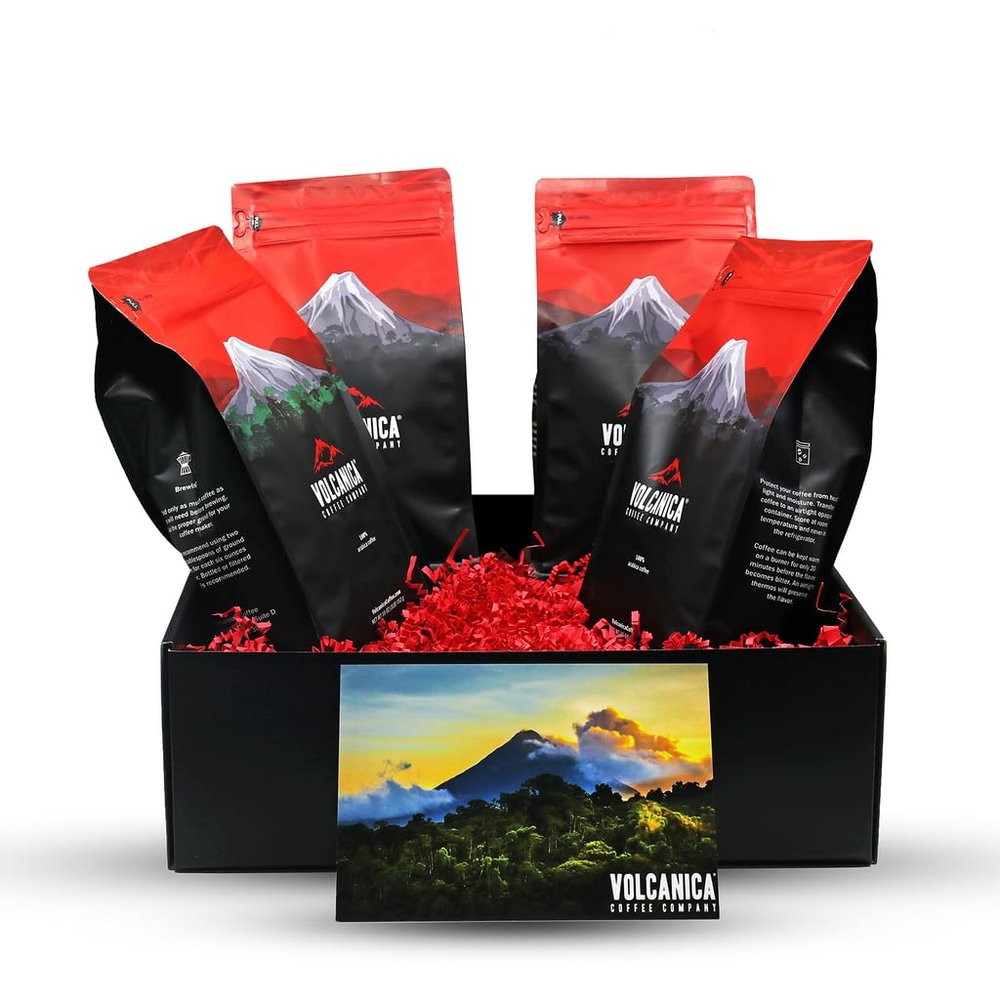 Espresso Coffee Gift Box, Ground, Fresh Roasted, 4 X 16-ounces, Espresso Dark Roast, Magma Espresso Medium Roast, Los Angeles Espresso Light Roast, Cafe Cubano Miami Dark Roast