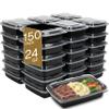 Disposable Meal Prep Food Storage Containers, BPA Free, Leak Resistant, Stackable, Microwave/Dishwasher/Freezer Safe, Reusable, Microwave Container with Lid, 150 sets, Rectangle, 24oz view 1