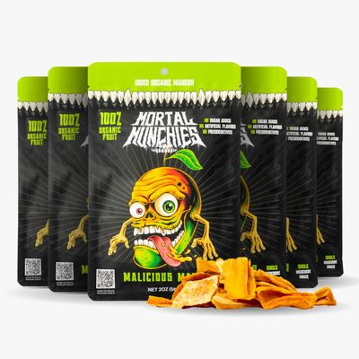Mortal Munchies - Organic Mango Dried Fruit (6 Pack, 2 Oz) Real Fruit Snack