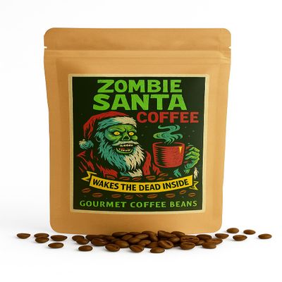 Kepperton Zombie Santa Coffee Lovers Gag Gift Wakes the Dead Inside Premium Medium Roast Beans Funny Horror Holiday Gift for Stockings and Baskets