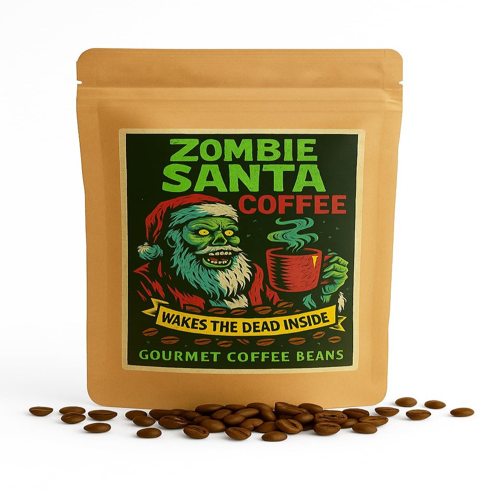 Kepperton Zombie Santa Coffee Lovers Gag Gift Wakes the Dead Inside Premium Medium Roast Beans Funny Horror Holiday Gift for Stockings and Baskets