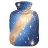 Blue and Gold Romantic Starry Universe hot Waterbottle with Soft Cover, 2L hot Water Bag for Menstrual Cramps, Neck and Shoulder Pain Relief, Pain Relief view 1