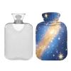 Blue and Gold Romantic Starry Universe hot Waterbottle with Soft Cover, 2L hot Water Bag for Menstrual Cramps, Neck and Shoulder Pain Relief, Pain Relief view 2