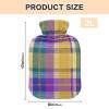 Mardi Gras Plaid Hot Water Bottle with Cover 2 L 12 Inch Winter Hot Water Bag for Menstrual Cramps Shoulder and Neck Pain Relief Heating Pad Feet Warmers Hot Compress view 2