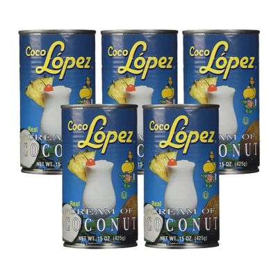 Cream of Coconut 15 oz Can | Made from Sun-Ripened Caribbean Coconuts | Perfect for Pia Coladas, Smoothies & Tropical Drinks (Pack of 5)