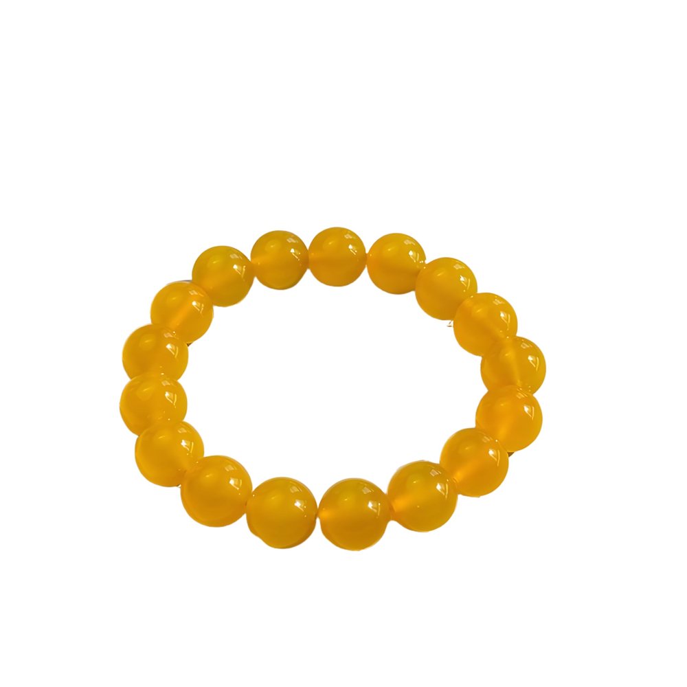 12mm Crystal Beaded Bracelet for Men & Women Natural Gemstone Healing Bracelet, Adjustable Stretch Bracelet for Protection, Energy, & Gift Collectible Jewelry (African Bloodstone)(Yellow Agate)