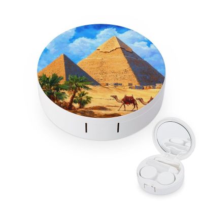 Camel Contact Lens Case Box Holder Portable Eye Contacts Travel Kit with Mirror