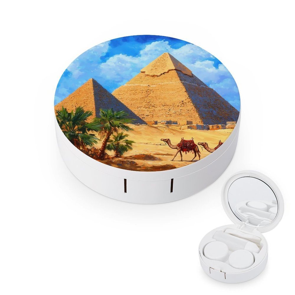 Camel Contact Lens Case Box Holder Portable Eye Contacts Travel Kit with Mirror