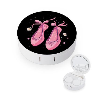 Ballerina Ballet Dancing Contact Lens Case Box Holder Portable Eye Contacts Travel Kit with Mirror