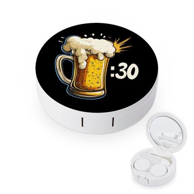 Beer Thirty Patricks Day Irish Contact Lens Case Box Holder Portable Eye Contacts Travel Kit with Mirror