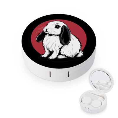 Dutch Bunny Rabbit Contact Lens Case Box Holder Portable Eye Contacts Travel Kit with Mirror