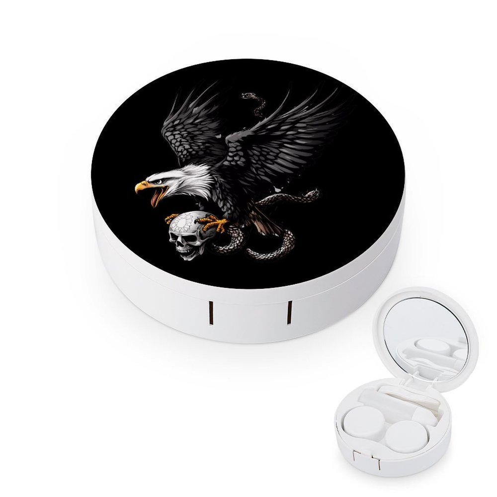 E-agle Cool Animal Contact Lens Case Box Holder Portable Eye Contacts Travel Kit with Mirror