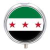 3 Compartments Pill Box Round Metal Small Medicine Vitamin Box for Travel Portable Syrian Republic Flag Printing Pill Case with Mirror Daily Use Round view 1