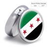 3 Compartments Pill Box Round Metal Small Medicine Vitamin Box for Travel Portable Syrian Republic Flag Printing Pill Case with Mirror Daily Use Round view 2