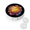 Cute Basketball Leopard Print Contact Lens Case Box Holder Portable Eye Contacts Travel Kit with Mirror view 1