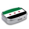 2 Compartments Pill Box Square Metal Small Medicine Vitamin Box for Travel Portable Syrian Republic Flag Printing Pill Case with Mirror Daily Use Square view 2