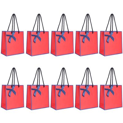 OATIPHO 10pcs Red Bowknot Paper Storage Pouches Bags for Cosmetics Jewelry Snacks Packaging with Sturdy Thick Paper and Reusable Design