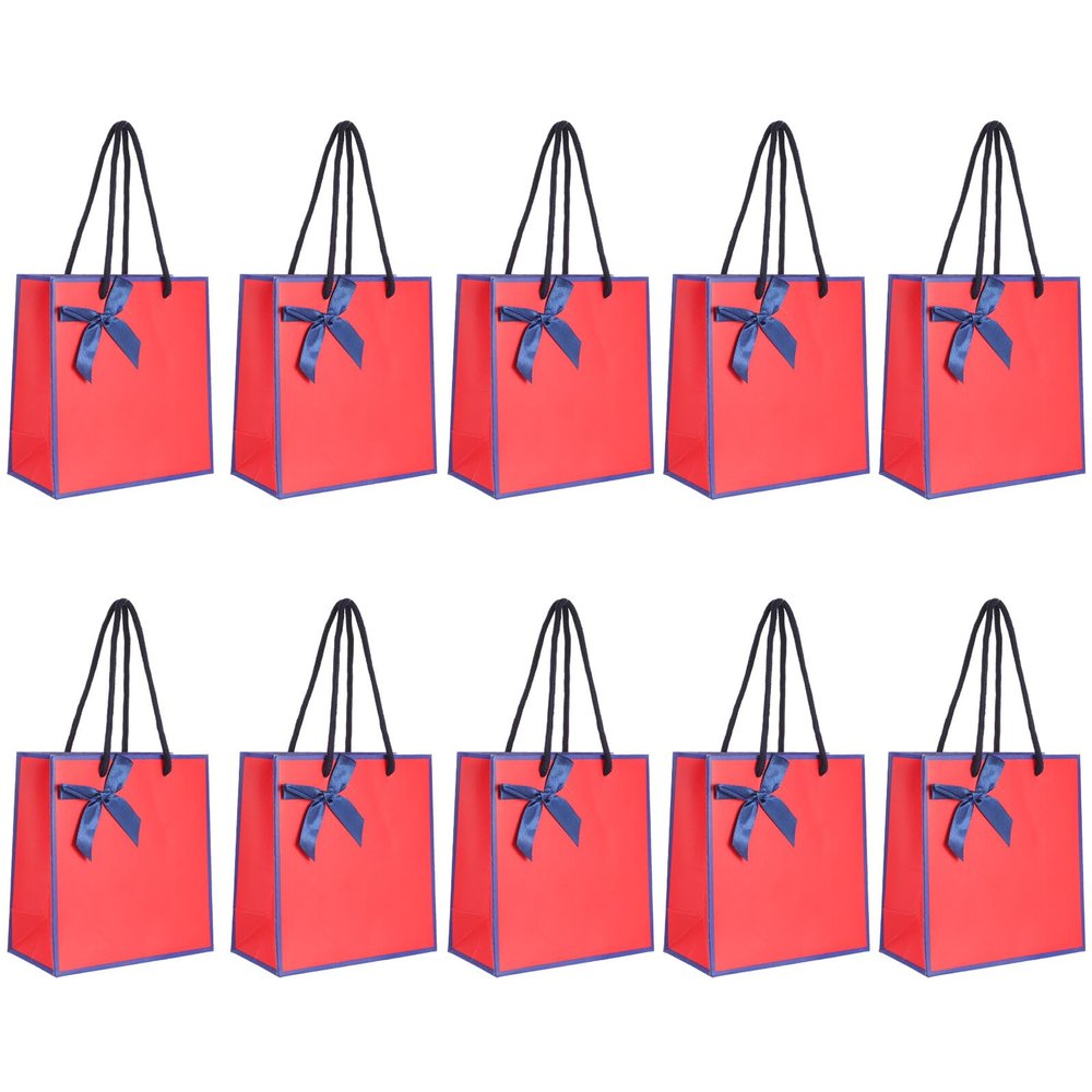 OATIPHO 10pcs Red Bowknot Paper Storage Pouches Bags for Cosmetics Jewelry Snacks Packaging with Sturdy Thick Paper and Reusable Design