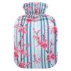 Blue Striped Cherry Blossom Hot Water Bottle with Cover 2 L 12 Inch Winter Hot Water Bag for Menstrual Cramps Shoulder and Neck Pain Relief Heating Pad Feet Warmers Hot Compress view 1