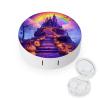 Halloween Pumpkins Haunted House Rainbows Contact Lens Case Box Holder Portable Eye Contacts Travel Kit with Mirror view 1