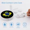 Brazili Flag Canada Maple Leaf Contact Lens Case Box Holder Portable Eye Contacts Travel Kit with Mirror view 3