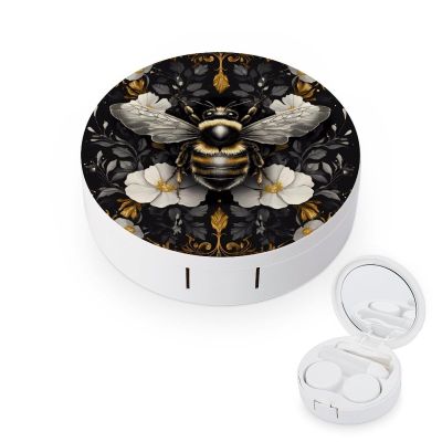 Big_4x_art_high_Bee Contact Lens Case Box Holder Portable Eye Contacts Travel Kit with Mirror