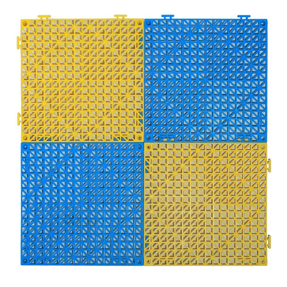 Shower Tray Mat Interlocking Drainage Floor Tiles Weather Resistant Duck Boards Bathroom Poolside Bathrooms(Blue-Yellow,45pieces)