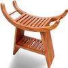 23" Teak Shower Bench Shoe Storage Bench Teak Shower Stool Curved Seat,Wooden Stool for Bathroom,Teak Wood Shower Seat Chair with Shower Storage Shelf,Hold Up to 500 LBS view 1