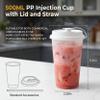 100 Sets Bulk Frosted Disposable Hard Plastic Cups With Straws Lids,90mm Disposable Bubble Boba Milk Tea ToGo Cups Cold Hot Plastic coffee Boba Tea Business TakeAway Supplies (16, ounces) view 3