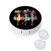 Cute African Am-erican Women Contact Lens Case Box Holder Portable Eye Contacts Travel Kit with Mirror view 1