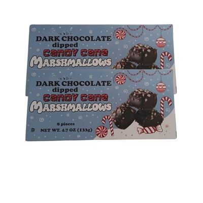 Dark Chocolate Dipped Candy Cane Marshmallows, Holiday Theme, Christmas Treats 8 Pieces, 4.7 oz (2 Pack)