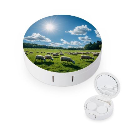 A Lot of Sheep Contact Lens Case Box Holder Portable Eye Contacts Travel Kit with Mirror