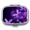 Lovely Purple Portable Square Travel Double-Compartment Pillbox, Vitamin Organizer, Unisex. view 1