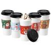 Fit Meal Prep 500 Pack 20 oz Christmas Disposable Coffee Cups with Lids, Sleeves, Leak-Proof To Go Coffee Cups with Lids, Durable Holiday Paper Cups for Hot Beverage, Home, Office, Party view 1