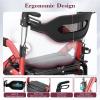 FVZZIN Walkers for Seniors, 2 in 1 Rollator Walker with Seat, 10" Front & 8" Rear Big Wheels, Walker Wheelchair Combo, Foldable Transport Chair, Adjustable Handles Height, 310 Lbs Capacity, Red view 3