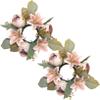 Candle Rings Wreaths 3 Inch Center, 2PCS Lilies Rose Floral Candle Rings, Flower Centerpieces for Tables Wedding Bridal Home Decor... view 1
