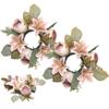 Candle Rings Wreaths 3 Inch Center, 2PCS Lilies Rose Floral Candle Rings, Flower Centerpieces for Tables Wedding Bridal Home Decor... view 2