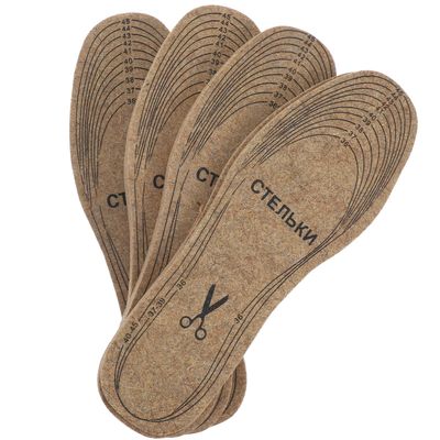 VILLCASE 4 Pairs Cuttable Wool Felt Insoles for Women Boots Thick Warm Winter Footbeds with Shock Absorption Breathable Soft Inserts for Snow Boots Slippers and Athletic Shoes