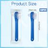 Oqqlin 50 Pcs Denture Brush Bulk, Dual Head Firm Hard Bristle Denture Toothbrush Portable Individually Blue Dentures Cleaner Brush for False Teeth, Mouth Guards, Clear Braces view 2