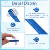 Oqqlin 50 Pcs Denture Brush Bulk, Dual Head Firm Hard Bristle Denture Toothbrush Portable Individually Blue Dentures Cleaner Brush for False Teeth, Mouth Guards, Clear Braces view 3