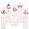 24pcs Butterfly Themed Drinking Straws Decorative Beverage Stripe Paper Straws For Gatherings Parties Supplies Picnics Paper Straw view 3