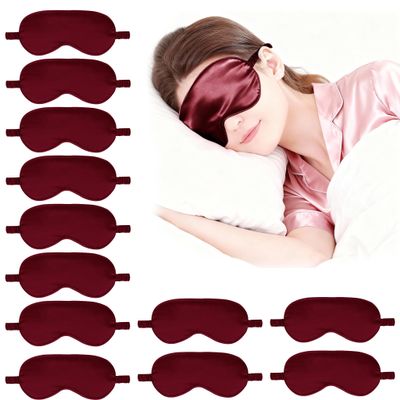 12PACK Silky Sleep Masks Satin Eye Mask Silk Eyes Cover for Sleeping Blackout Eyeshades Soft Blindfold Travel Nap Gifts